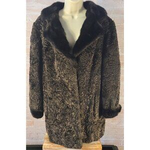 Russel Taylor Couture Helene Brussels Kitsch Eclectic Curly Fur Coat Women's L